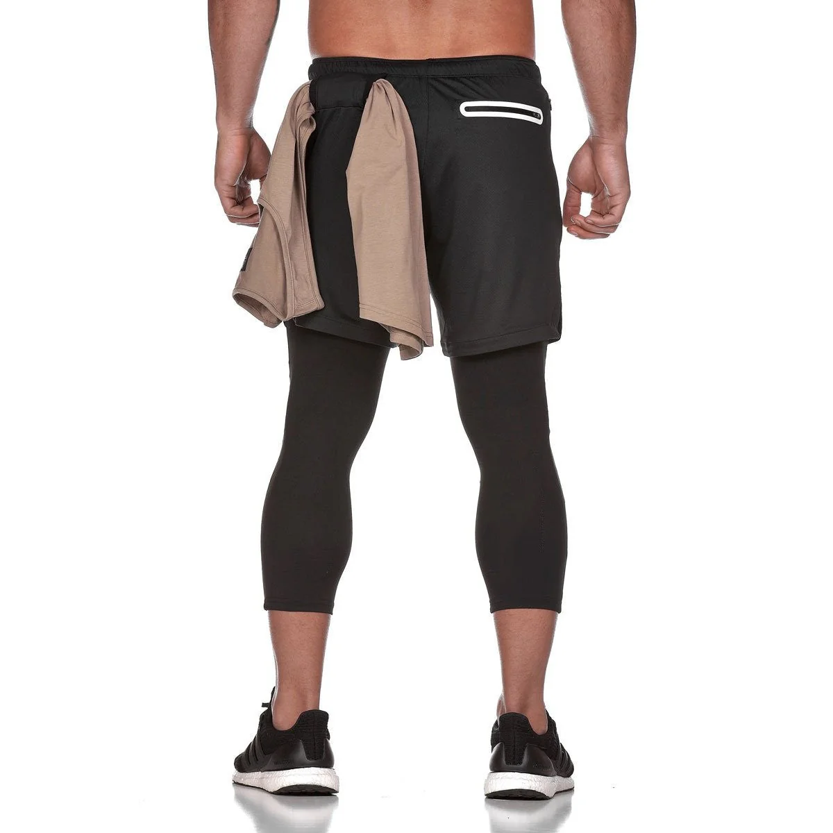 Men's Sports Fitness Double Shorts + Pants Capris - Image 2