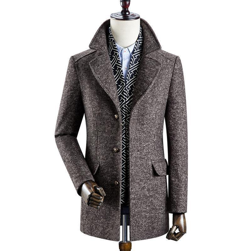 Men's trend woolen Coat with scarf - Image 3