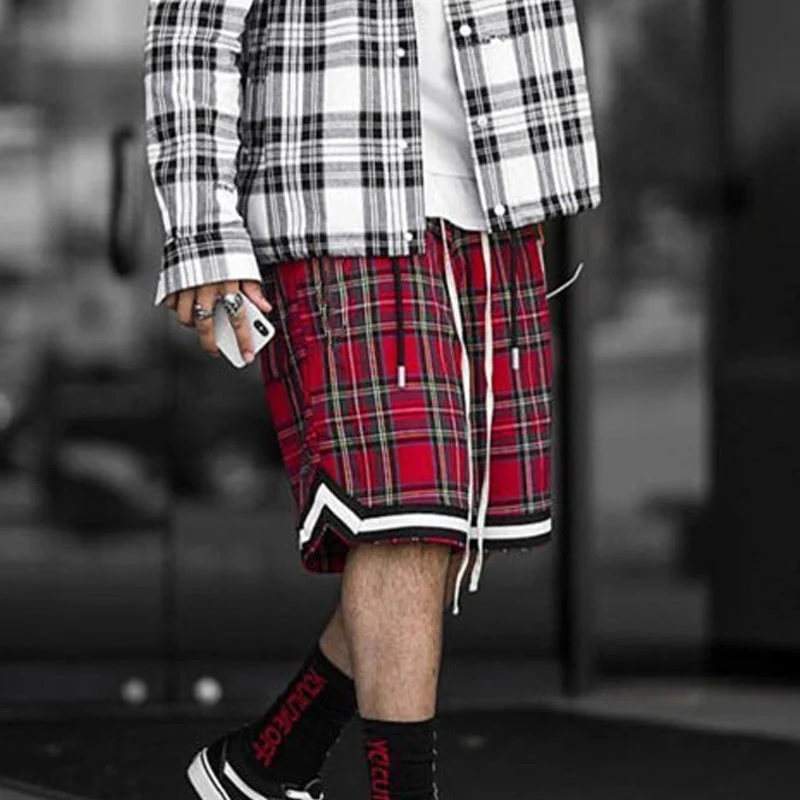 Men's Vintage Plaid Basketball Shorts - Image 3