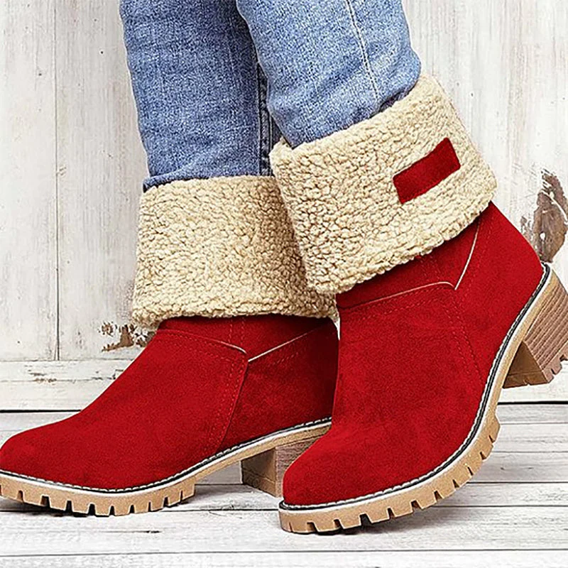 Women's Chunky Heel Round Toe Snow Boots - Image 10
