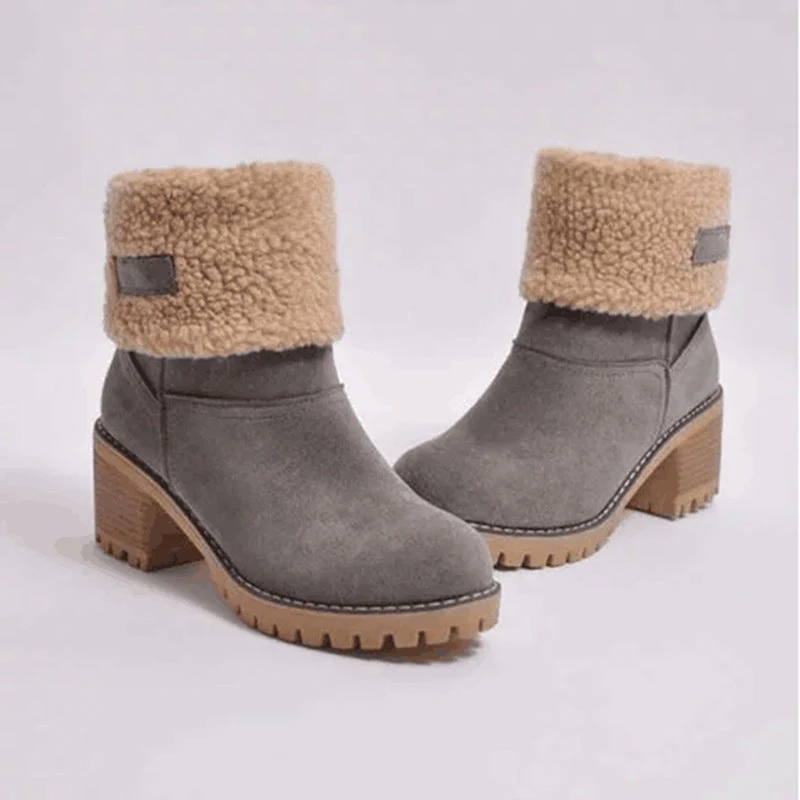 Women's Chunky Heel Round Toe Snow Boots - Image 6