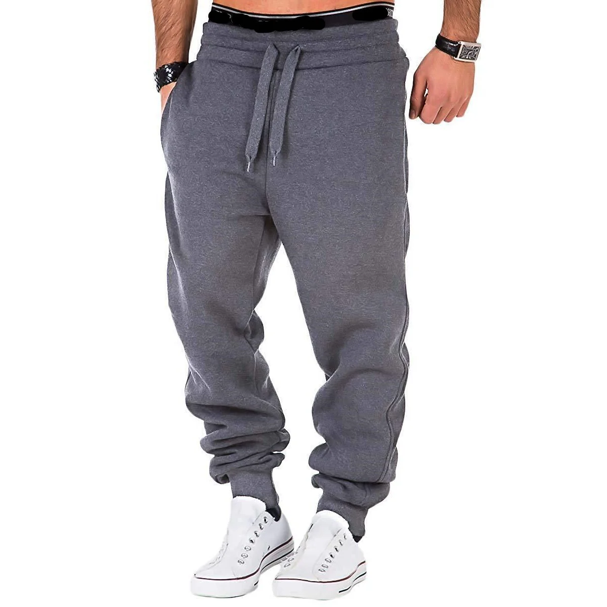 Men's solid color casual sports trousers - Image 3