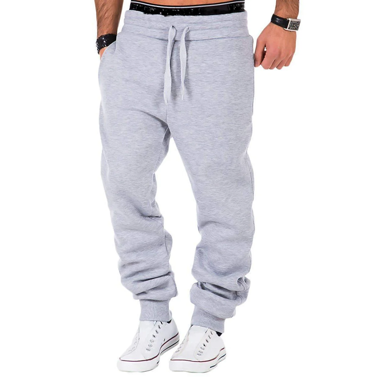 Men's solid color casual sports trousers - Image 4