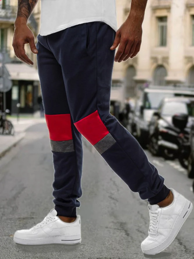 Men's Stretch Waist Stitching Contrast Sports Pants - Image 2
