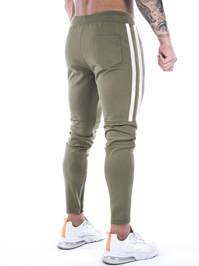 Men's Slim Stretch Waist Two-Bar Striped Print Sweatpants - Image 10