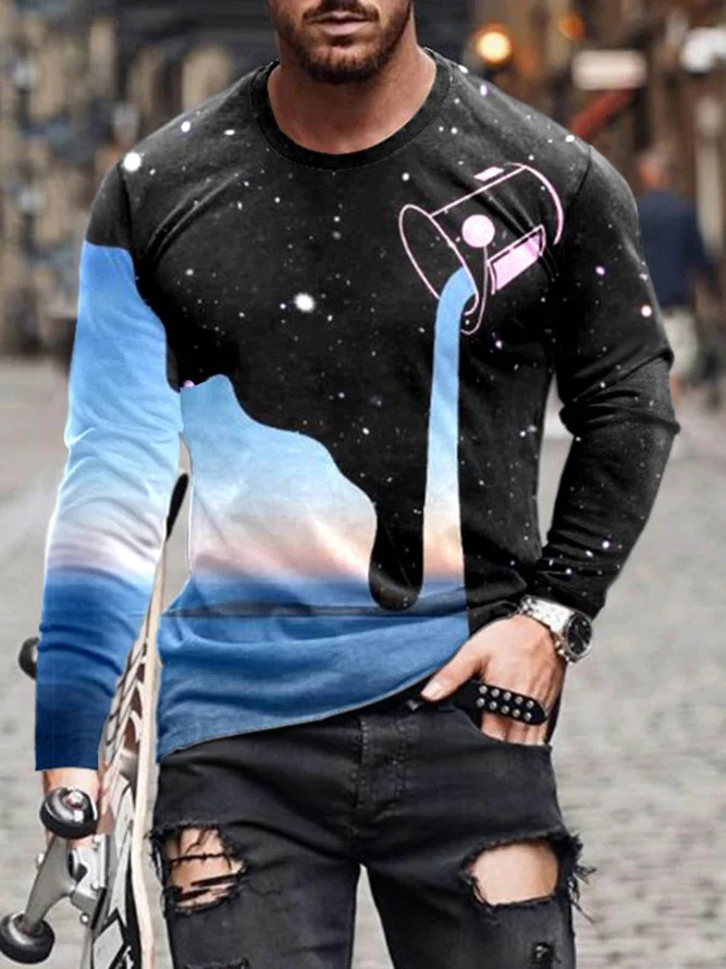 Men's Water Pattern Long Sleeve Tee