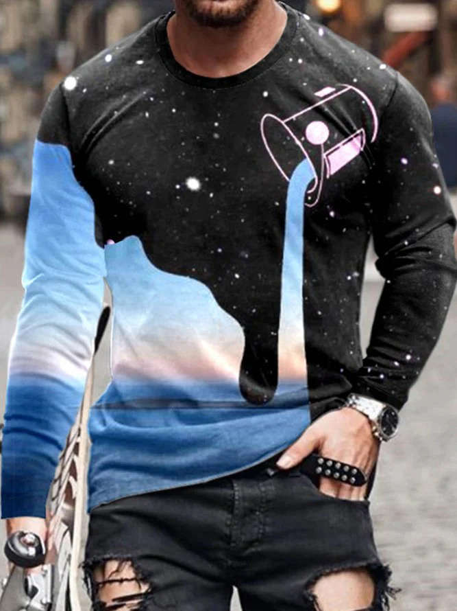 Men's Water Pattern Long Sleeve Tee - Image 2