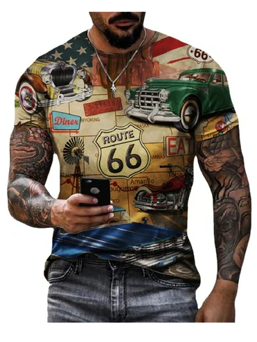 Men's Retro #66 Racing Crew Neck T-Shirt - Image 3