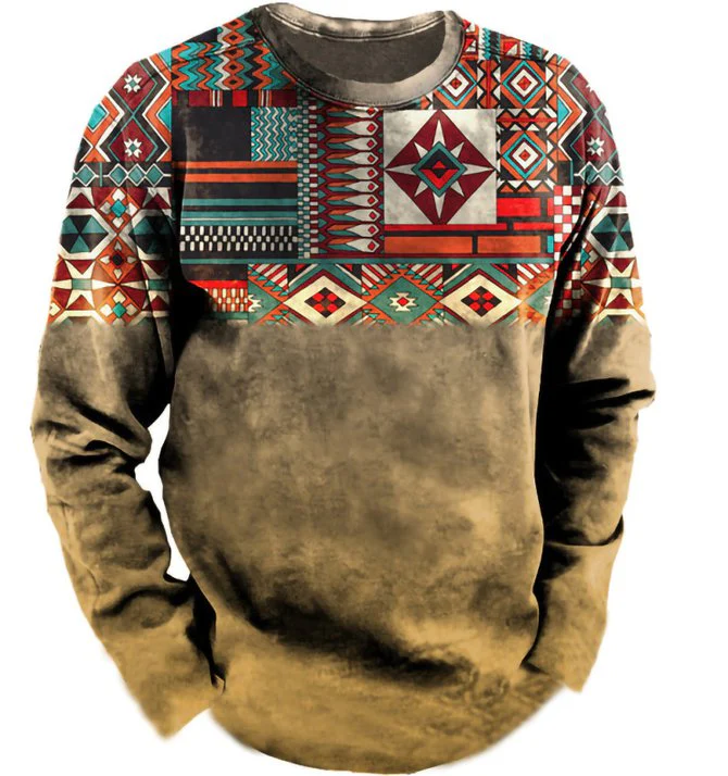Men's Folklore Pattern Casual Long-sleeved Tee - Image 2