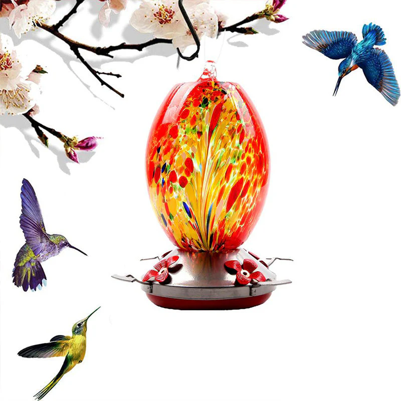 Hummingbird Feeder Hand Blown Glass - Image 4