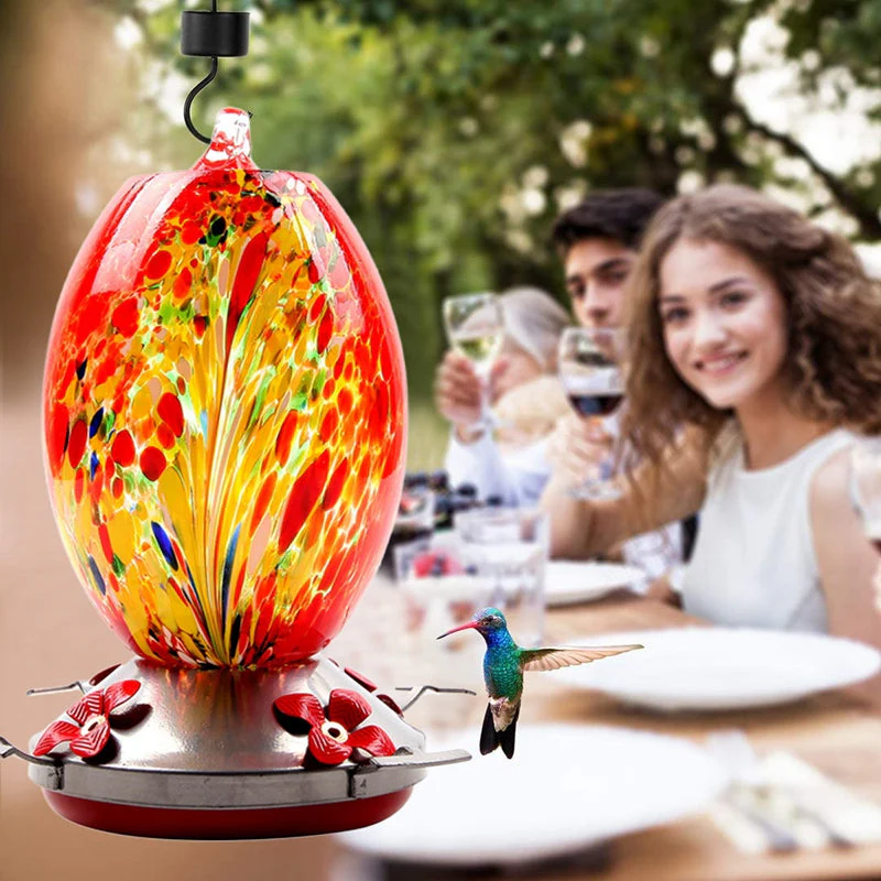 Hummingbird Feeder Hand Blown Glass - Image 5