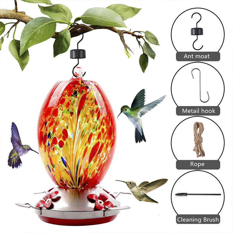 Hummingbird Feeder Hand Blown Glass - Image 6