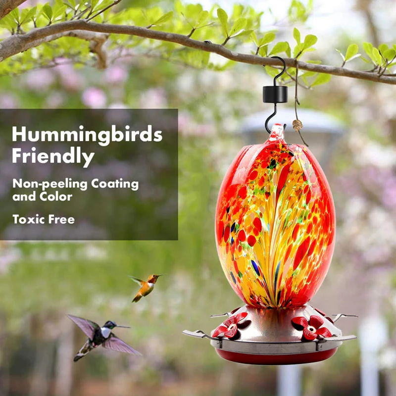 Hummingbird Feeder Hand Blown Glass - Image 9