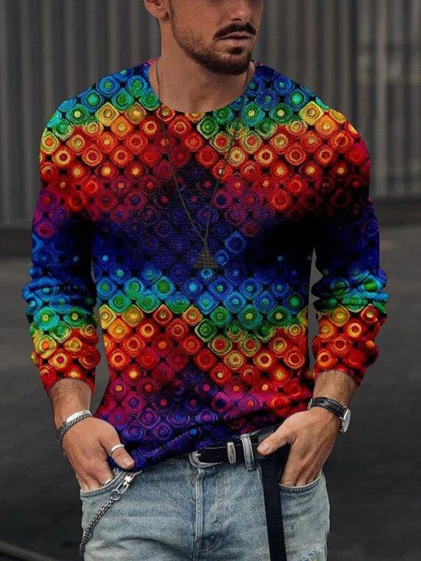 Long-sleeved geometric polo shirt - Image 6