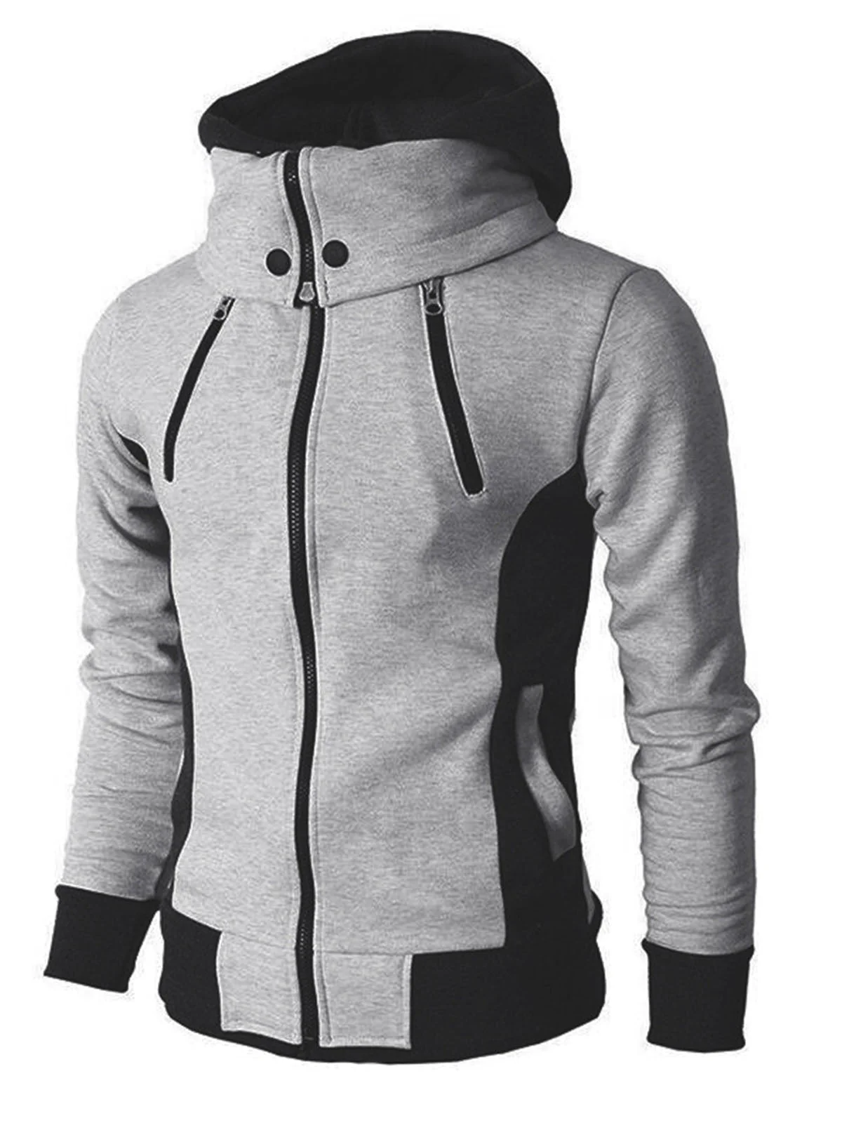 Man Casual Fleeced Hoodie Solid Coats - Image 2