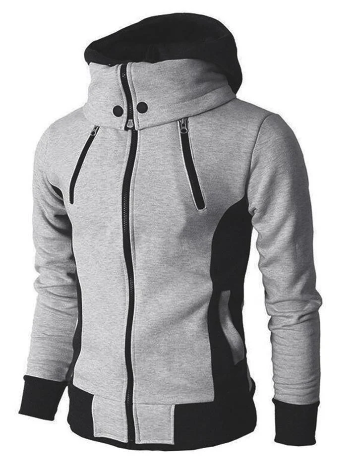 Man Casual Fleeced Hoodie Solid Coats - Image 7