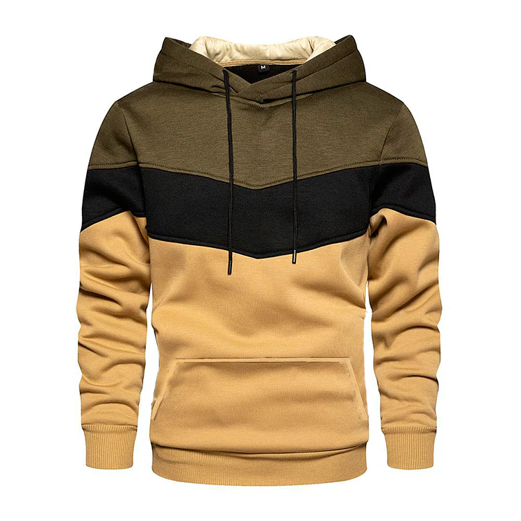 Men's loose color matching casual sports hooded sweatshirt - Image 9