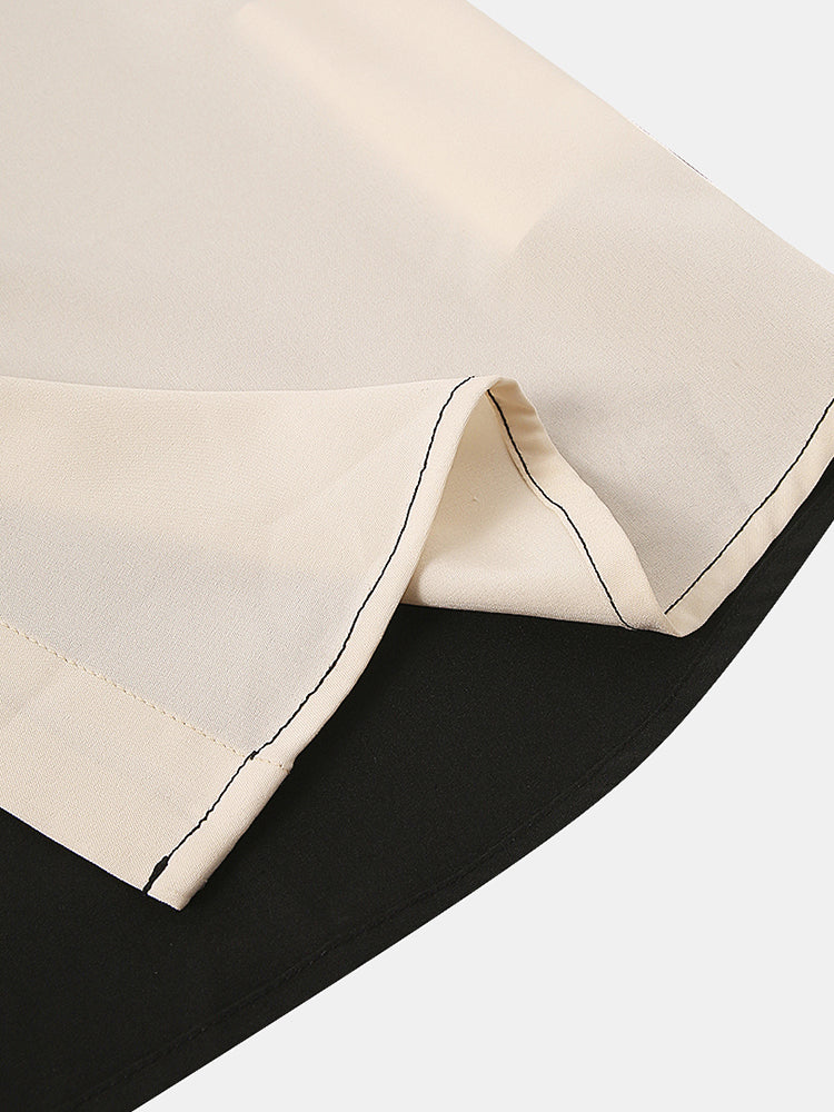 Men Asymmetric Color Matching Casual Short Sleeve Shirt - Image 8
