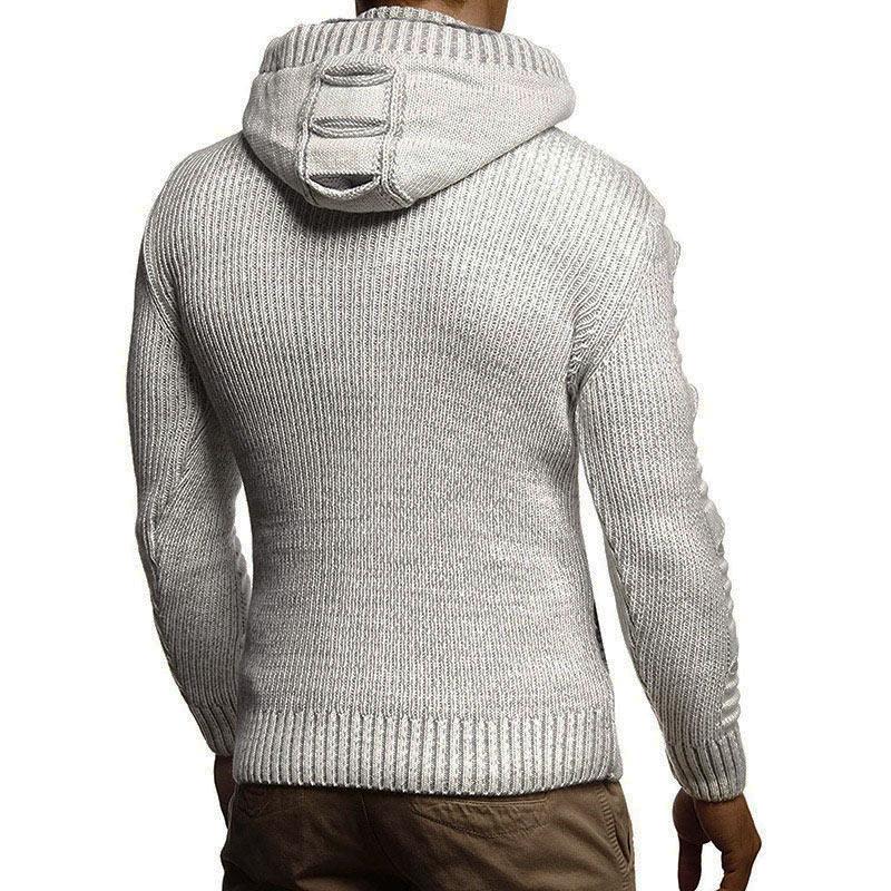 Men Cut-out Pattern Cap Collar Cardigan - Image 3