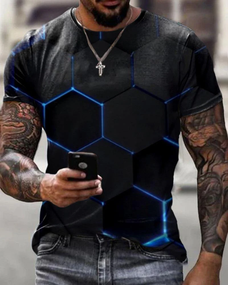 Men New Print Casual T-shirt