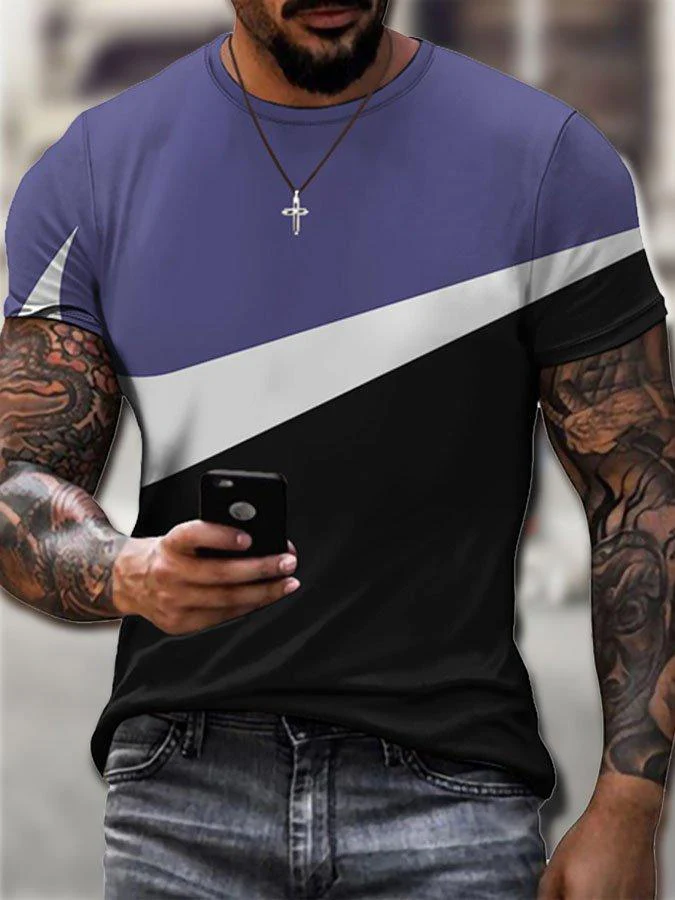 Men's Colorblock Print Short Sleeve T-shirt - Image 3
