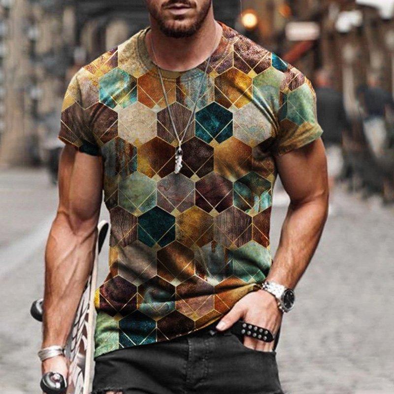 Men's Contrast Block Painting Print T-Shirt - Image 3