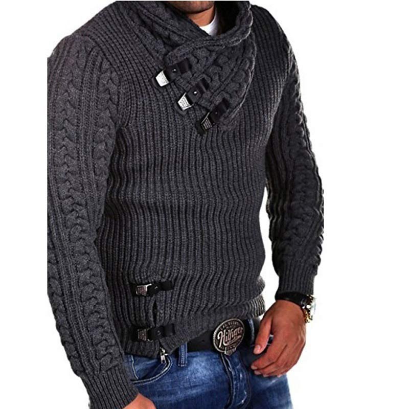 Men Solid Color Vertical Knit Sweater - Image 4