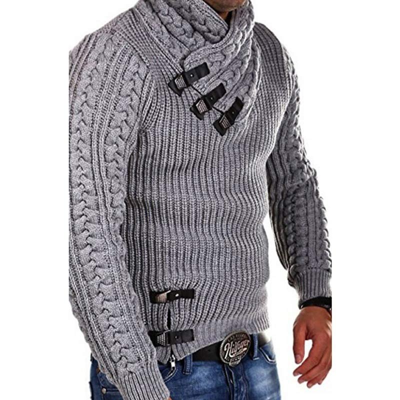 Men Solid Color Vertical Knit Sweater - Image 9