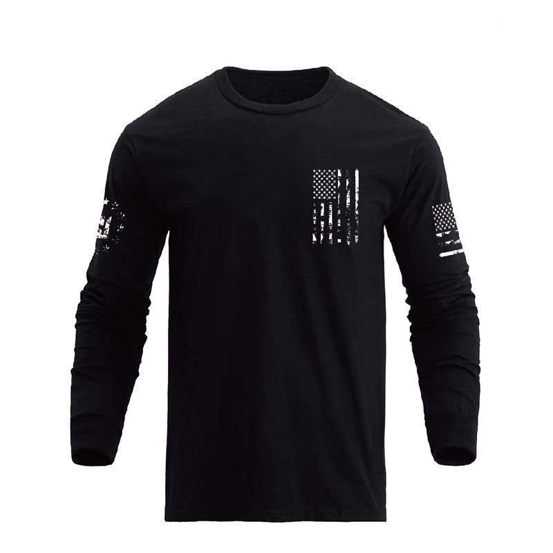 Men's 100% Cotton American Flag Cross Overlay Long Sleeve T-Shirt - Image 8