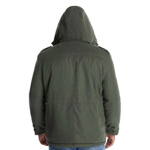 Mens Cashmere Hooded Thickened Multi Pocket Coat Padded Jacket - Image 4