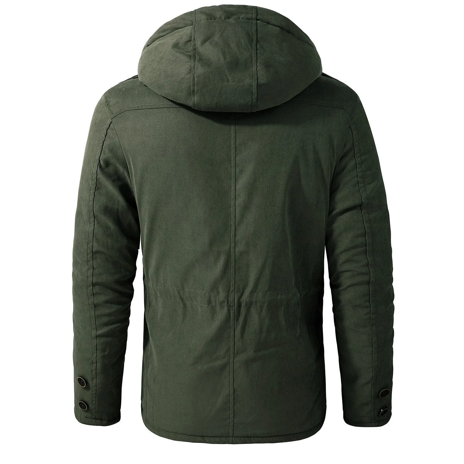 Mens Cashmere Hooded Thickened Multi Pocket Coat Padded Jacket - Image 7