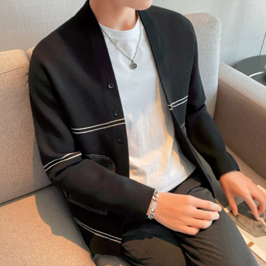 Men's Casual Knitted Cardigan Top - Image 2