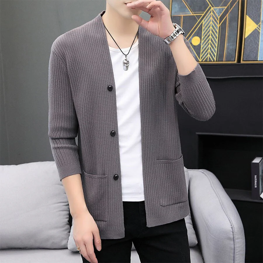 Men's Casual Knitted Cardigan Top - Image 3