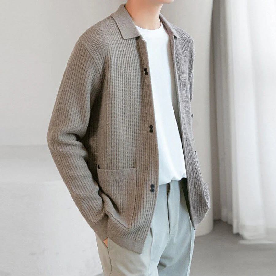 Men's Casual Knitted Cardigan Top - Image 3