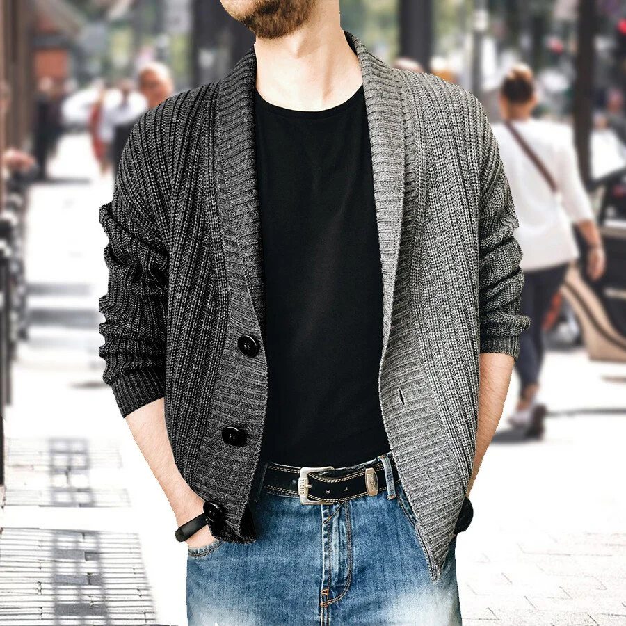 Men's Casual Long-Sleeved Sweater Coat - Image 2