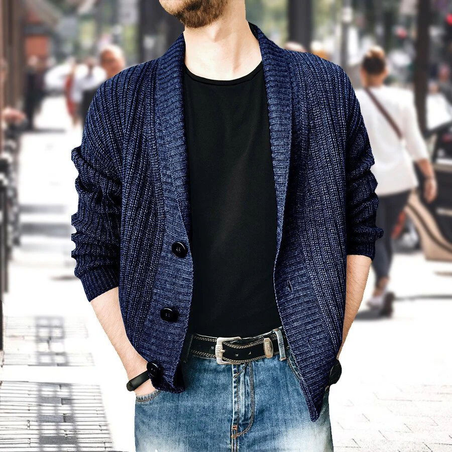 Men's Casual Long-Sleeved Sweater Coat - Image 3