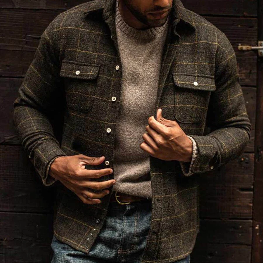 Men's Casual Plaid Print Jacket