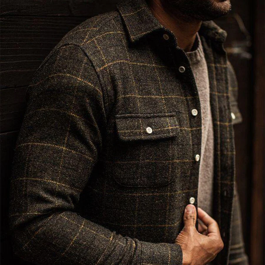 Men's Casual Plaid Print Jacket - Image 2