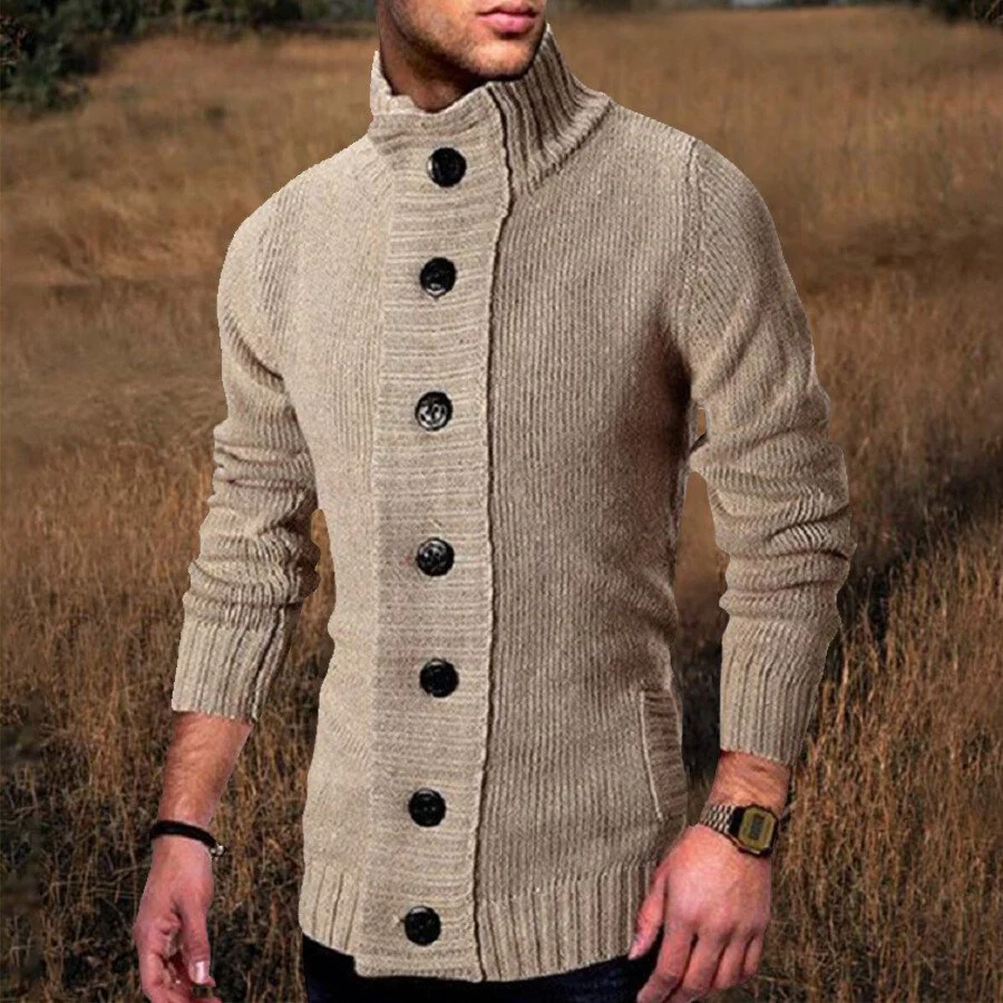 Men's Casual Solid Color Sweater Cardigan Jacket - Image 2