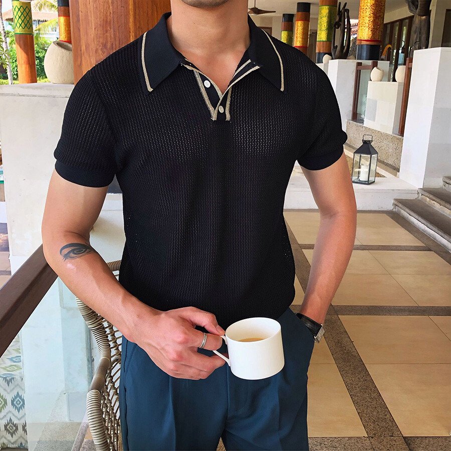 Men's Casual Striped Short Sleeve Knit T-Shirt - Image 3