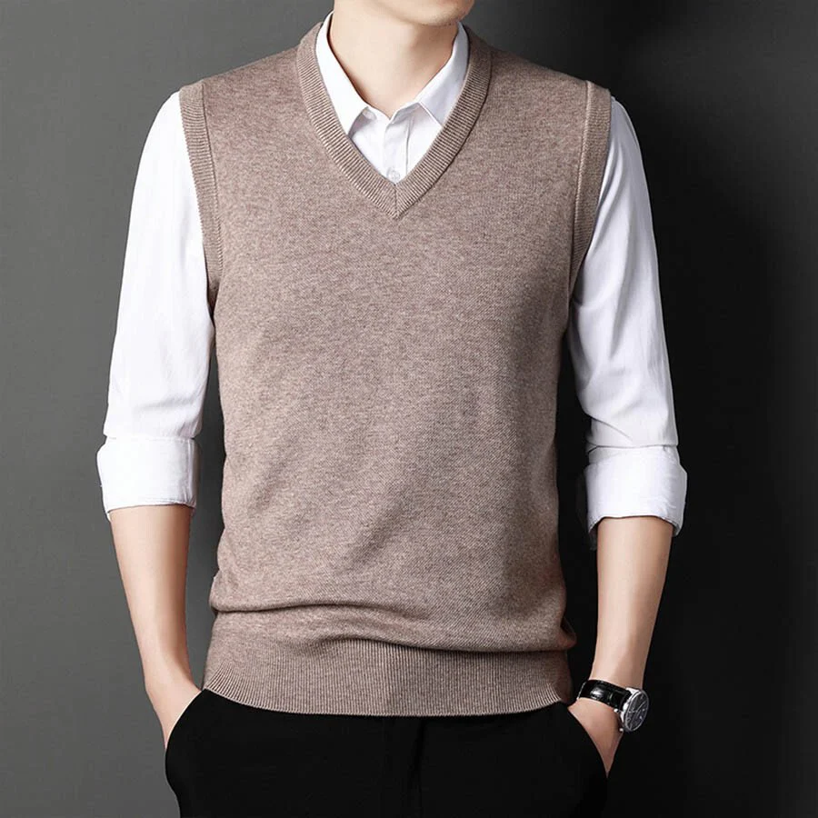 Men's Casual V-Neck Waistcoat Sweater Knit Sweater - Image 5