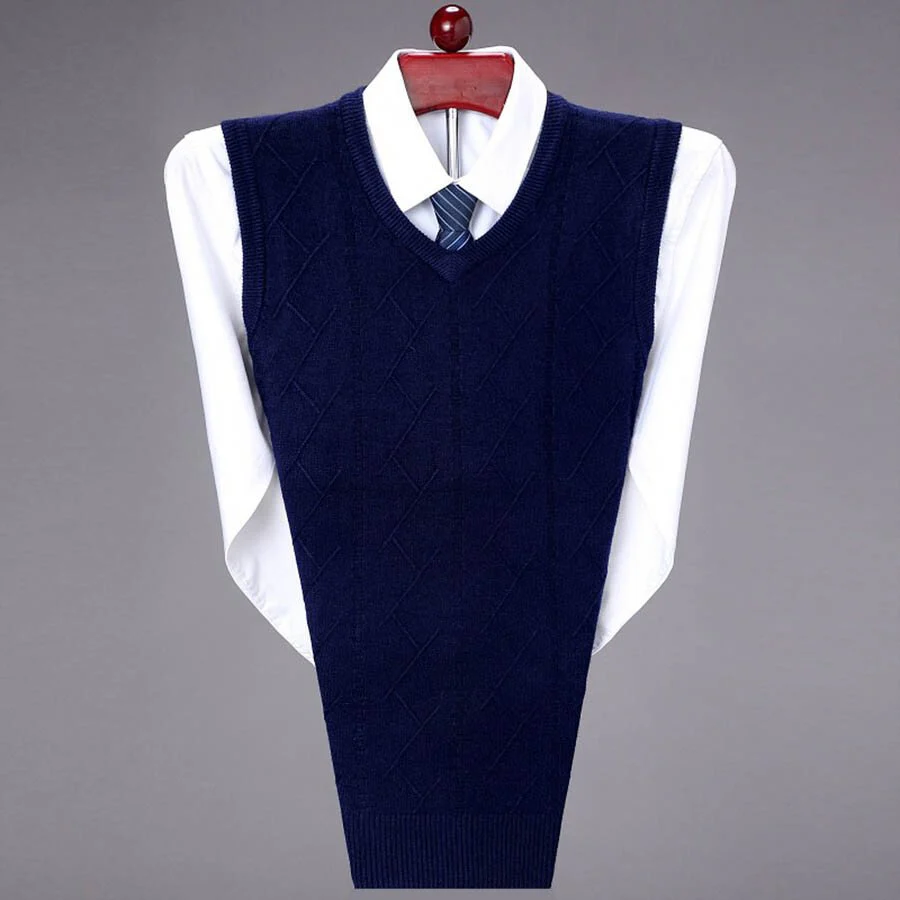 Men's Casual V-Neck Waistcoat Sweater Knit Sweater - Image 2