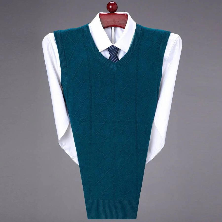 Men's Casual V-Neck Waistcoat Sweater Knit Sweater - Image 3