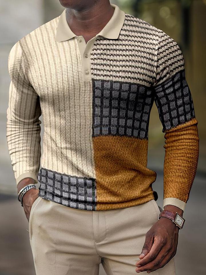 Men's Check Print Long Sleeve T-Shirt - Image 3