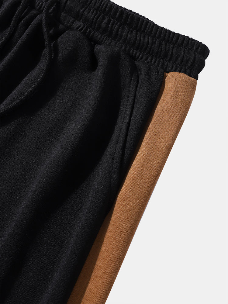 Mens Color Block Stitching Hoodie Long Preppy Two Pieces Outfits - Image 8