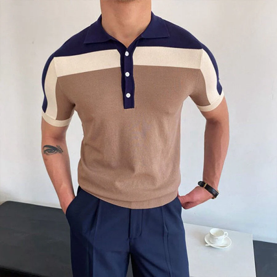 Men's Colorblock Short Sleeve Knit T-Shirt