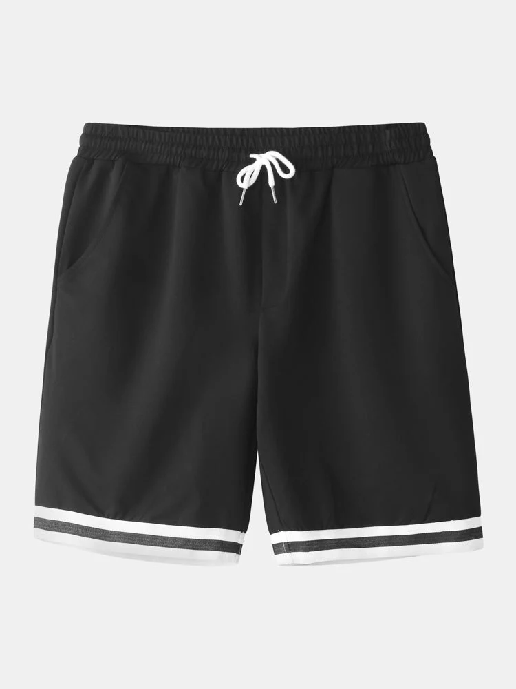 Mens Contrast Stripe Trim Plain Sports Two Pieces Outfits With Drawstring Shorts SKUH31214 - Image 6