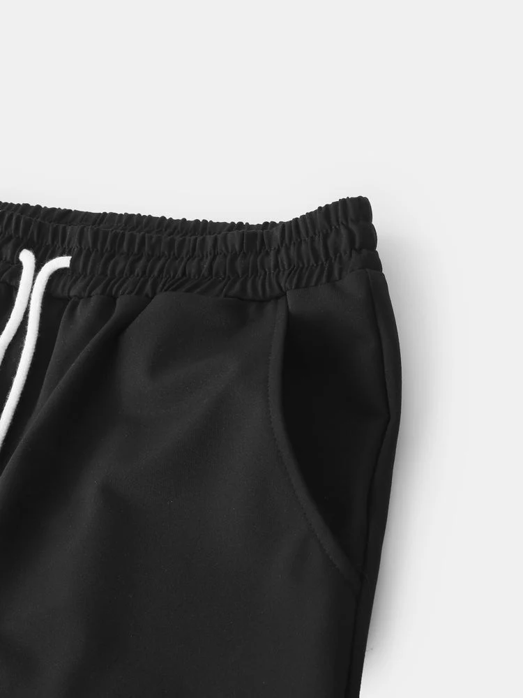 Mens Contrast Stripe Trim Plain Sports Two Pieces Outfits With Drawstring Shorts SKUH31214 - Image 8