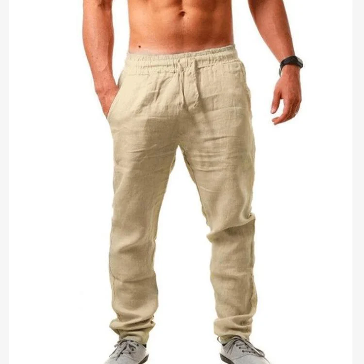 Men's cotton and linen loose casual sports trousers - Image 7