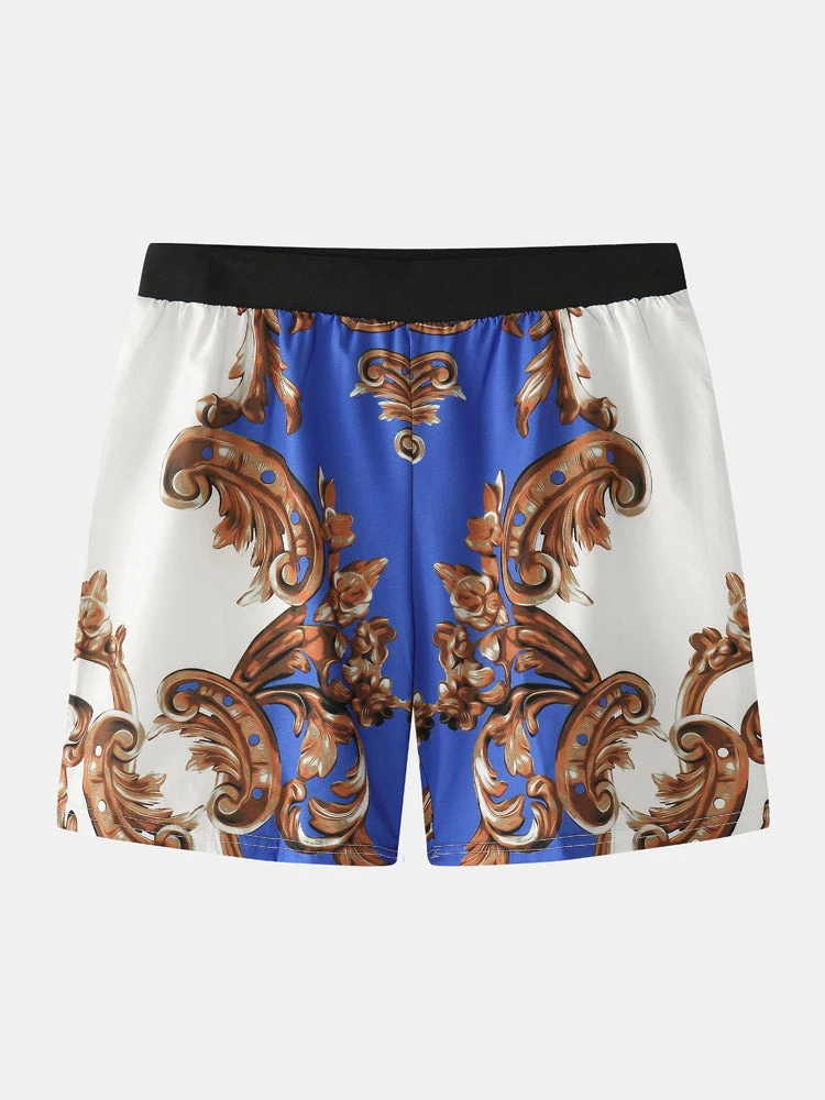 Mens European Style Baroque Print Button Up Street Two Pieces Outfits - Image 9